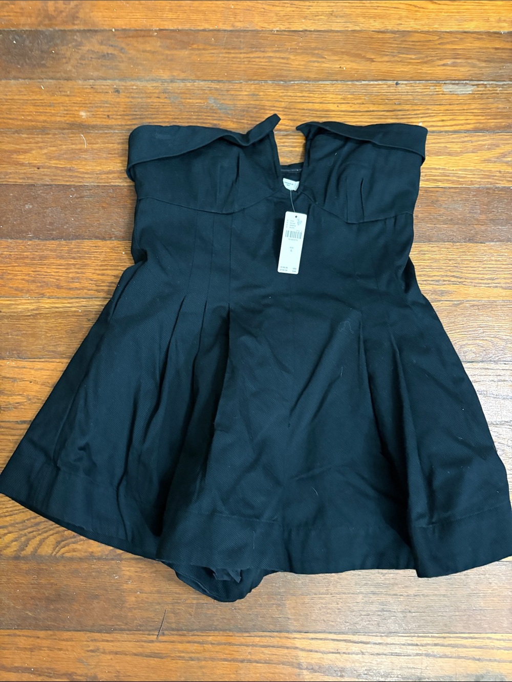 NWT Maeve Anthropologie Mini Black Strapless Plunge Neck Romper size 6